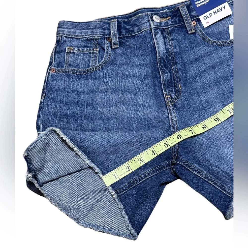 Old Navy High-Rise Slouchy Straight Distressed Denim Shorts Girl Size 16